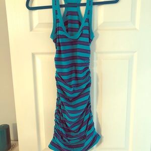 Blue striped fitted dress